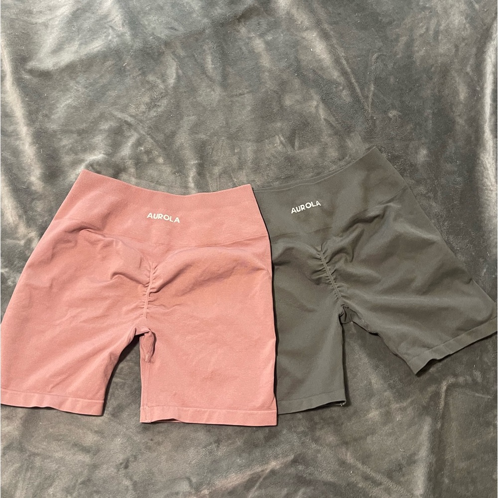 Pink and Gray Biker Shorts Set